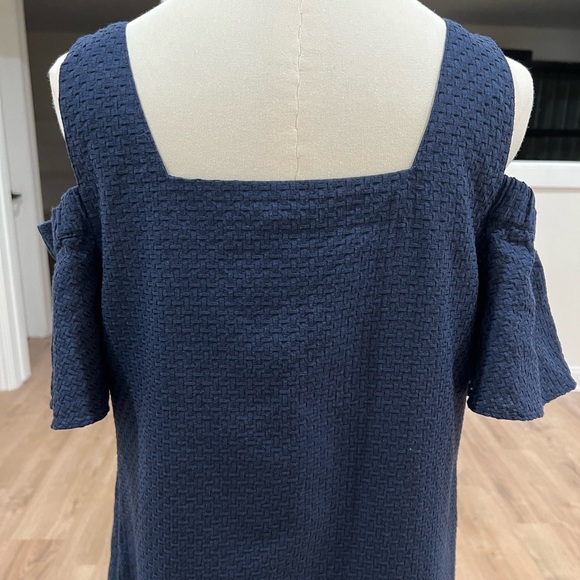 J. Crew Cold Shoulder Dress Navy Blue SZ M - Picture 4 of 16